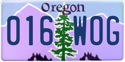 OR license plate 016WOG