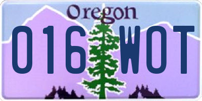 OR license plate 016WOT