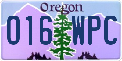 OR license plate 016WPC
