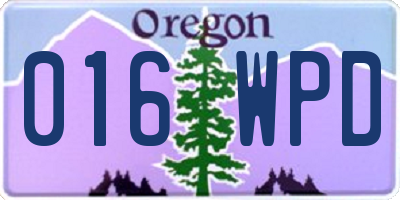 OR license plate 016WPD