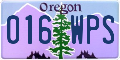 OR license plate 016WPS