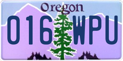 OR license plate 016WPU