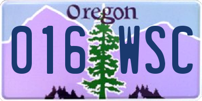 OR license plate 016WSC