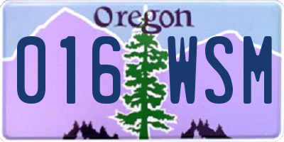 OR license plate 016WSM