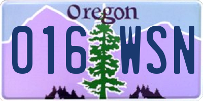 OR license plate 016WSN