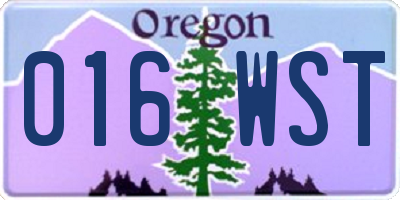 OR license plate 016WST