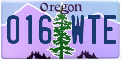 OR license plate 016WTE