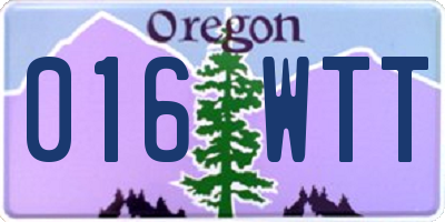 OR license plate 016WTT