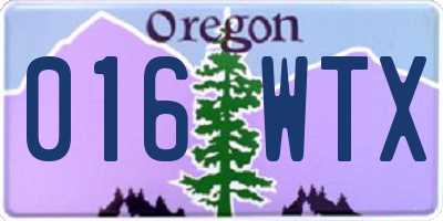 OR license plate 016WTX