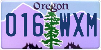 OR license plate 016WXM