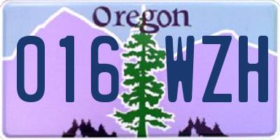 OR license plate 016WZH