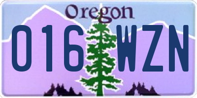 OR license plate 016WZN