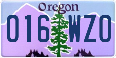OR license plate 016WZO