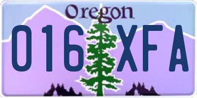 OR license plate 016XFA
