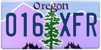 OR license plate 016XFR