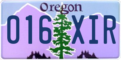 OR license plate 016XIR