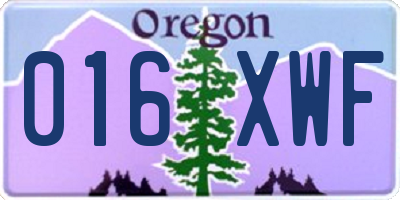 OR license plate 016XWF