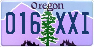 OR license plate 016XXI