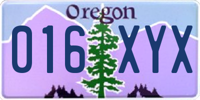 OR license plate 016XYX