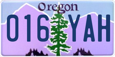 OR license plate 016YAH