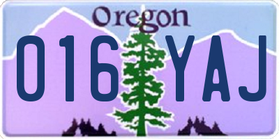 OR license plate 016YAJ