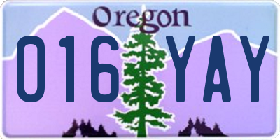 OR license plate 016YAY