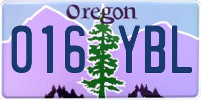 OR license plate 016YBL