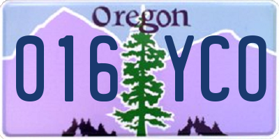 OR license plate 016YCO