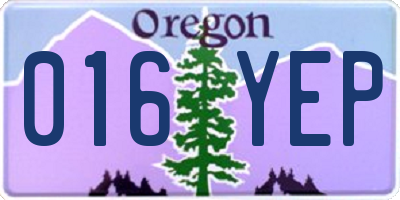 OR license plate 016YEP