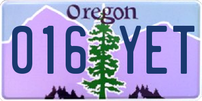 OR license plate 016YET