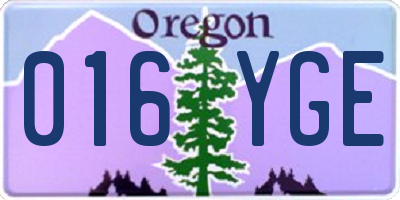 OR license plate 016YGE