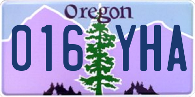OR license plate 016YHA