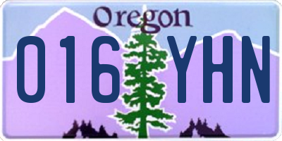 OR license plate 016YHN