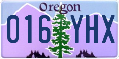 OR license plate 016YHX