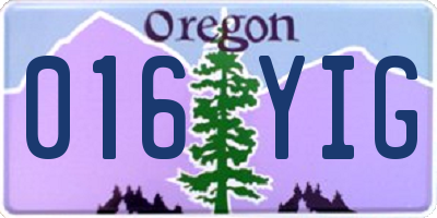 OR license plate 016YIG