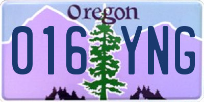 OR license plate 016YNG