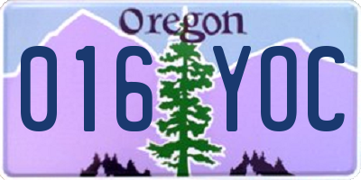 OR license plate 016YOC