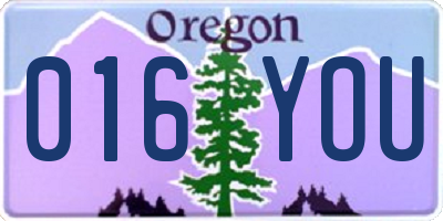 OR license plate 016YOU