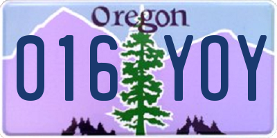 OR license plate 016YOY