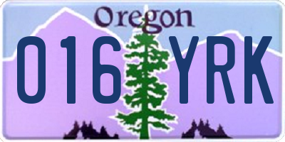 OR license plate 016YRK