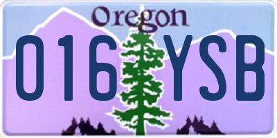 OR license plate 016YSB
