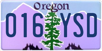 OR license plate 016YSD
