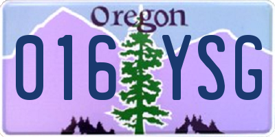 OR license plate 016YSG
