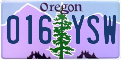 OR license plate 016YSW