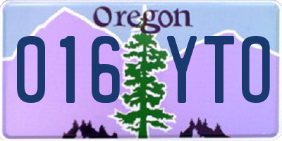 OR license plate 016YTO