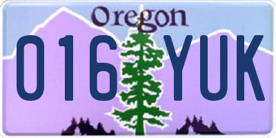 OR license plate 016YUK