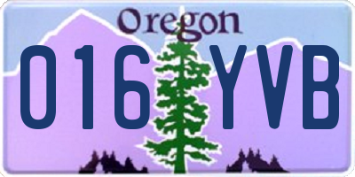OR license plate 016YVB