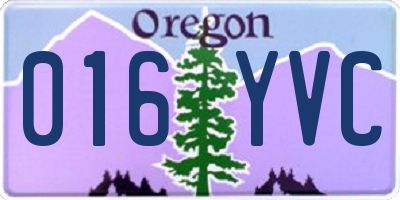 OR license plate 016YVC