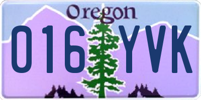 OR license plate 016YVK