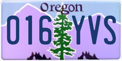 OR license plate 016YVS